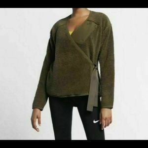 Nike Long Sleeve Warm-up Sherpa Wrap Top Olive SM